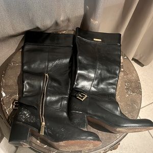Black Leather Coach Brand Boots